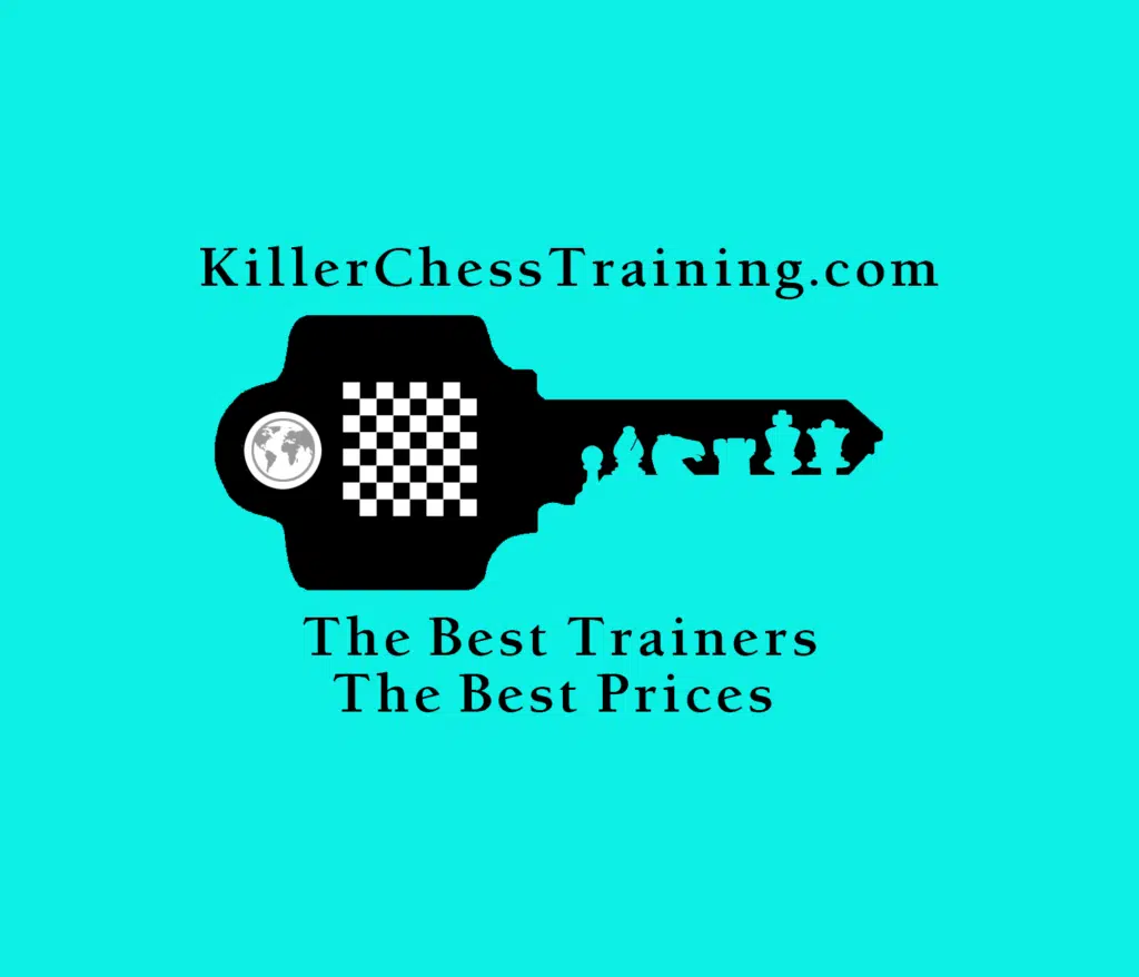 Killer Chess Training Logo<br>The image also contains the slogan Killer Chess Training - The best Trainers - The Best prices