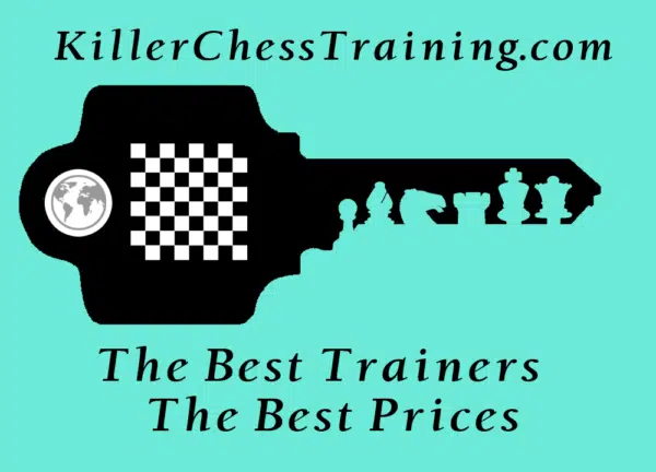 killer chess training logo with the inscription of the best chess trainers the best prices. Monthly membership. Yearly membeship. Chess training.